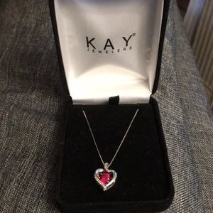 Kay Jewelers Ruby Gem Necklace With Silver Chain